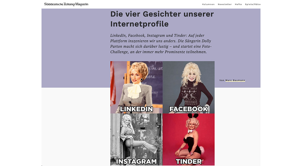 Vier Gesichter der Internetprofile © SZ